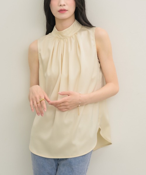 スナ♡ボリュームノースリブラウス♡ セール】シアー刺繍アソートノースリブラウス 497427（シャツ/ブラウス
