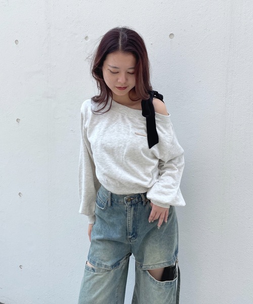 one way（ワンウェイ） トレーナー スウェット リボンワンショル