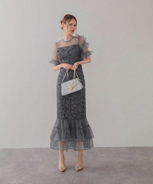 Leja（レジャ） ドレス 「LEJA」アシンメトリーチュールスリーブレース