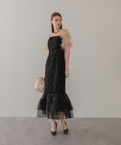 Leja（レジャ） ドレス 「LEJA」アシンメトリーチュールスリーブレース