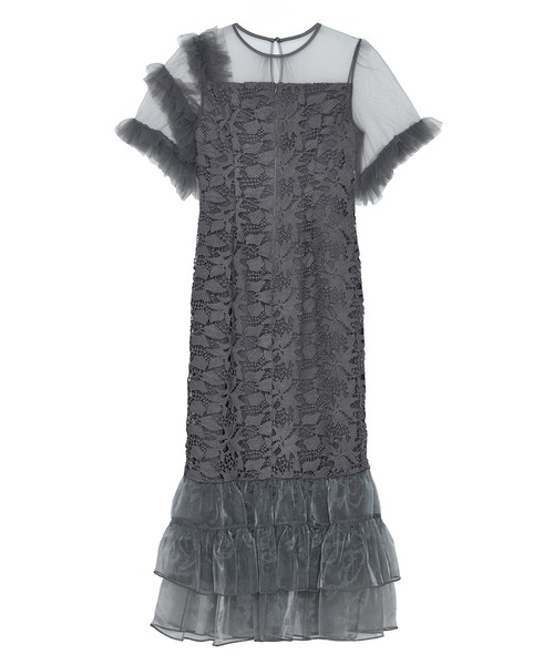 Leja（レジャ） ドレス 「LEJA」アシンメトリーチュールスリーブレース