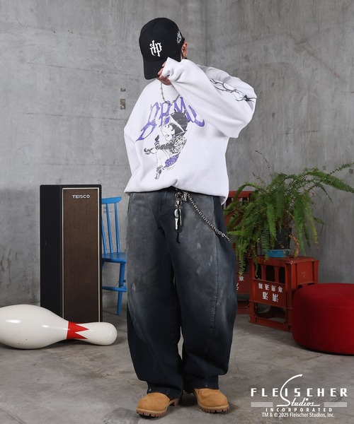 Betty Boop b-girl風ビッグプリント スウェット 男女兼用サイズ BETTY BOOP（ベティ ブープ） トレーナー スウェット AW 裏起毛 クルー