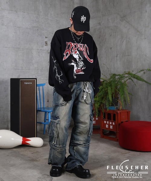 Betty Boop b-girl風ビッグプリント スウェット 男女兼用サイズ Betty Boop b-girl風ビッグプリント スウェット 男女兼用サイズ Betty