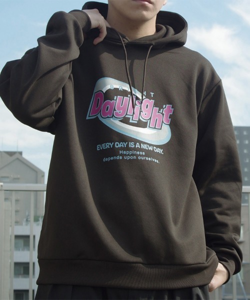 パーカー 「spiritoso」daylight ビッグプリント 裏起毛パーカー レディース メンズ | spiritoso