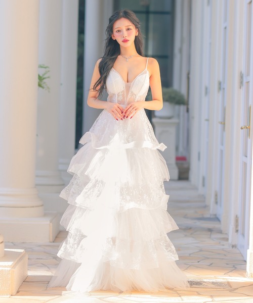 Tika（ティカ） ドレス キャバドレス Aライン ロングドレス 谷間