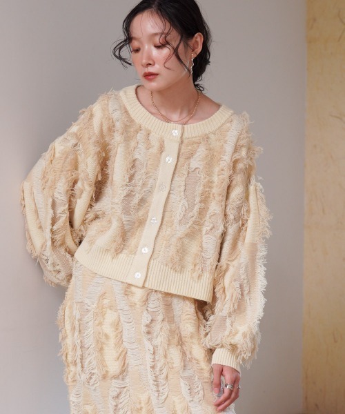 「Bab」 ニットカーディガン FREE チャコールグレー レディース_画像2