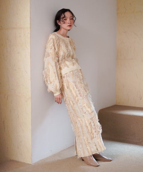 「Bab」 ニットカーディガン FREE チャコールグレー レディース_画像3