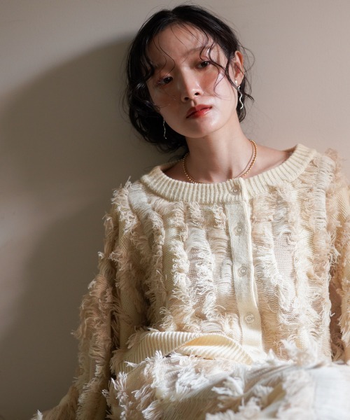 「Bab」 ニットカーディガン FREE チャコールグレー レディース_画像4