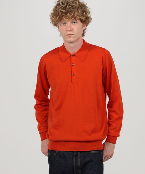 セーター ニット JOHN SMEDLEY  DORSET メリノウール ポロカラープルオーバーニット メンズの画像