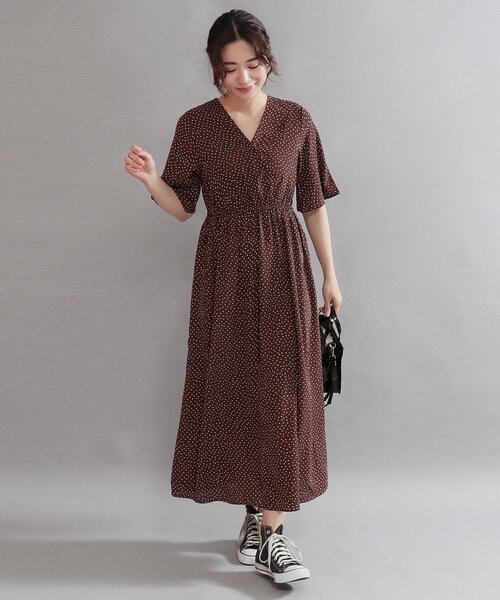 「AULI」 半袖ワンピース FREE ブラウン レディース_画像2