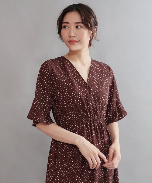 「AULI」 半袖ワンピース FREE ブラウン レディース_画像7