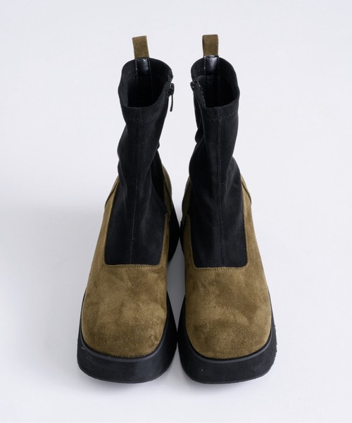 「musubore」 ショートブーツ MEDIUM ブラック レディース_画像4