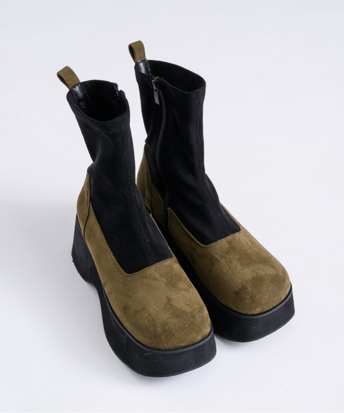 「musubore」 ショートブーツ MEDIUM ブラック レディース_画像5