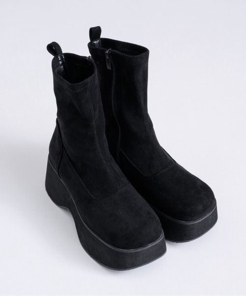 「musubore」 ショートブーツ MEDIUM ブラック レディース_画像9