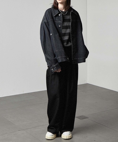 「Alfred Alex」 デニムジャケット L ブラック メンズ_画像3