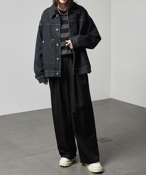 「Alfred Alex」 デニムジャケット L ブラック メンズ_画像5