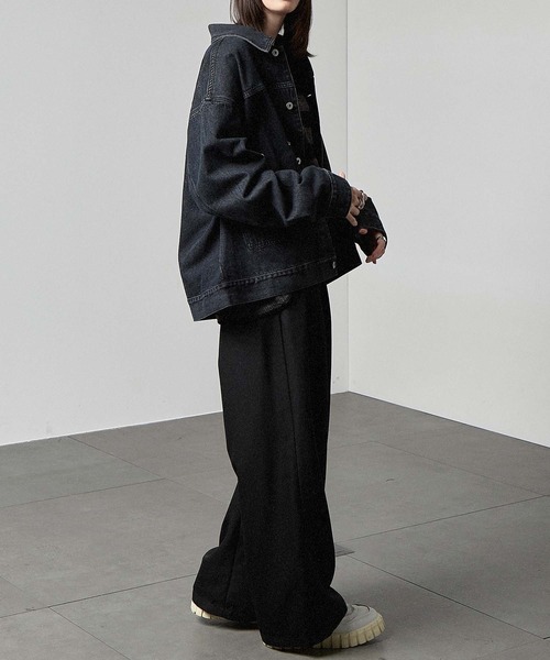 「Alfred Alex」 デニムジャケット L ブラック メンズ_画像6