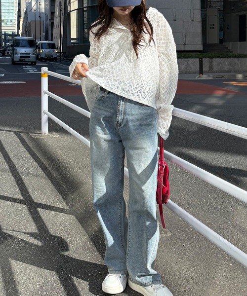 RANAN（ラナン） ヘンリーネック tシャツ レースフーディートップス