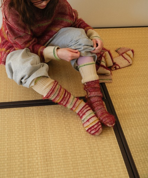 PAMM（パム） 靴下 フレットボーダーニットソックス レディース