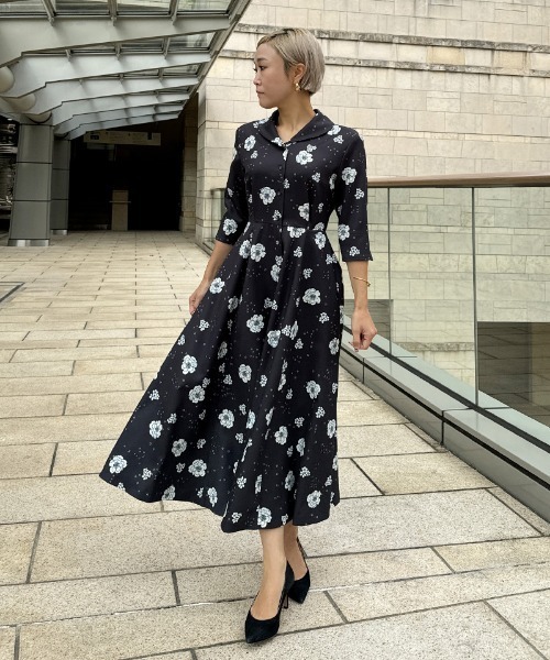 JENNE」 7分袖ワンピース SMALL ネイビー レディース : ZOZOTOWN Yahoo