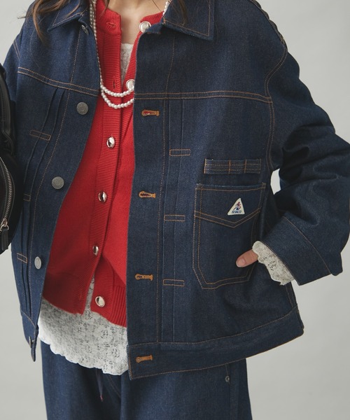 「GEVACO」 デニムジャケット LARGE ブラック レディース_画像2