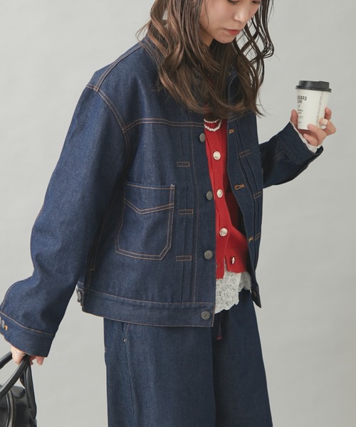 「GEVACO」 デニムジャケット LARGE ブラック レディース_画像3