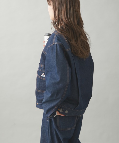 「GEVACO」 デニムジャケット LARGE ブラック レディース_画像4