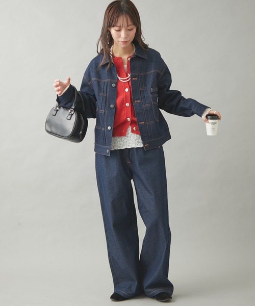 「GEVACO」 デニムジャケット LARGE ブラック レディース_画像6