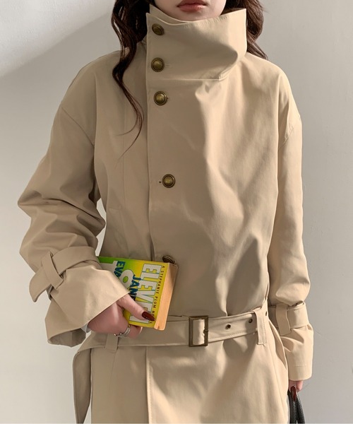 美品　Courrèges　トレンチコート　ベルト付き　ボタン　38サイズ　綿混 COCOMOMO トレンチコート コート 入学式 ゆったりきれいめ ベルト付き