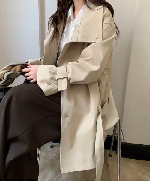 Maison Calme トレンチコート コート 「26年春夏新作」ベルト付き金