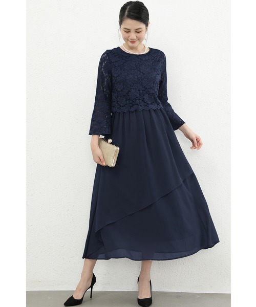 Cinderella（シンデレラ） 7分袖ワンピース X-LARGE ネイビー