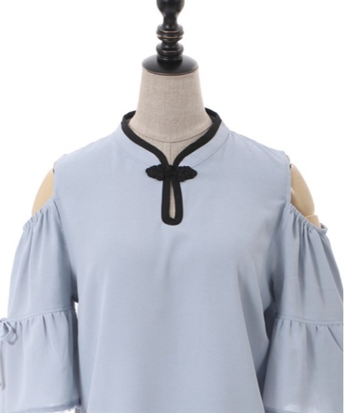 「axes femme POETIQUE」 半袖ブラウス MEDIUM ブルー レディース_画像6