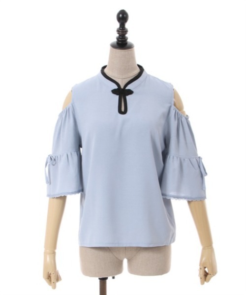 「axes femme POETIQUE」 半袖ブラウス MEDIUM ブルー レディース_画像9