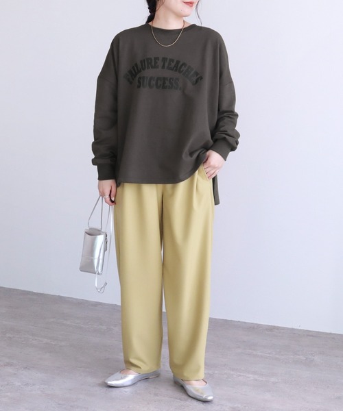 「reca」 スウェットカットソー FREE チャコールグレー×ブラック レディース_画像3