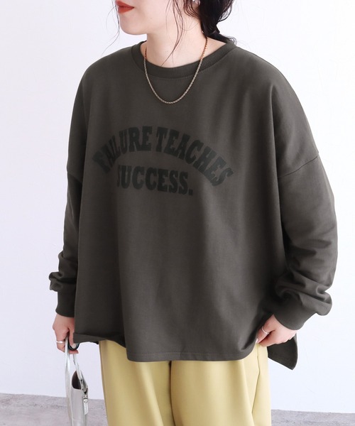 「reca」 スウェットカットソー FREE チャコールグレー×ブラック レディース_画像4