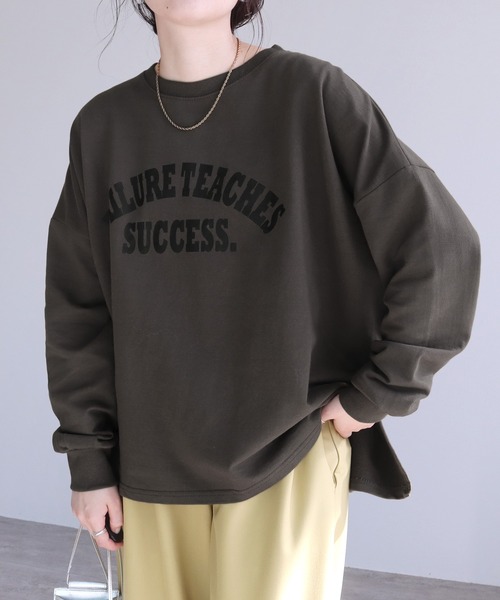 「reca」 スウェットカットソー FREE チャコールグレー×ブラック レディース_画像5