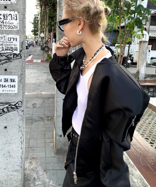 「LONSLAN」 ブルゾン FREE ブラック レディース_画像5