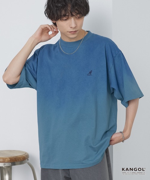 On グラデーション 半袖Tシャツ KANGOL（カンゴール） tシャツ 別注 ワンポイントロゴ刺繍 スプレー