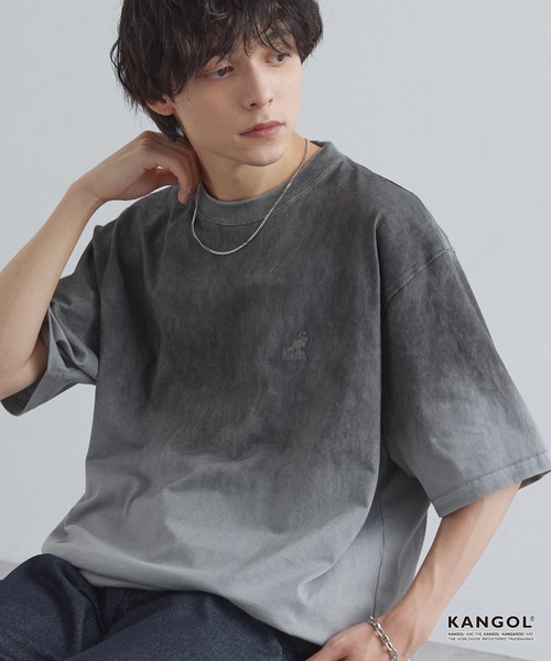 On グラデーション 半袖Tシャツ KANGOL（カンゴール） tシャツ 別注 ワンポイントロゴ刺繍 スプレー