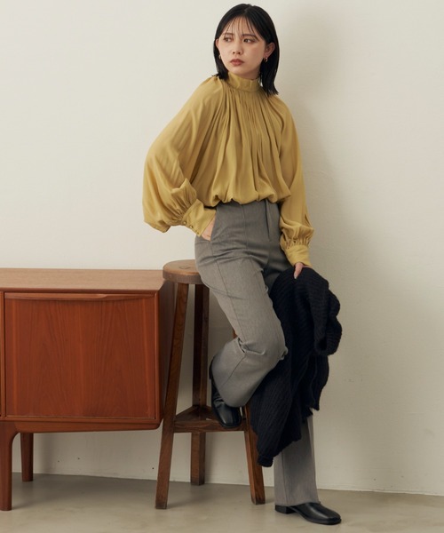 「Aunt Marie's」 長袖ブラウス FREE イエロー レディース_画像3