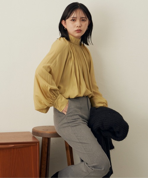 「Aunt Marie's」 長袖ブラウス FREE イエロー レディース_画像6