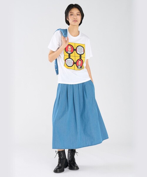 agnes b.（アニエスベー） tシャツ 半袖 プリント コットン 半袖