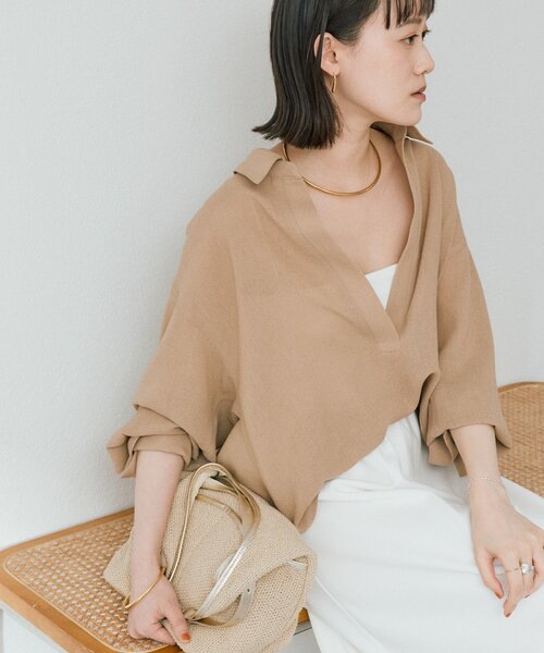 ブラウス シャツ 「通気性/手洗い可」メッシュスキッパーシャツ レディースの画像
