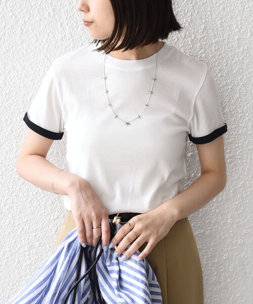 【美品・IC確認済み】プラダ　クロップド丈 リンガーtシャツ　半袖　バイカラー SHIPS Colors（シップスカラーズ） tシャツ 半袖 SHIPS Colors