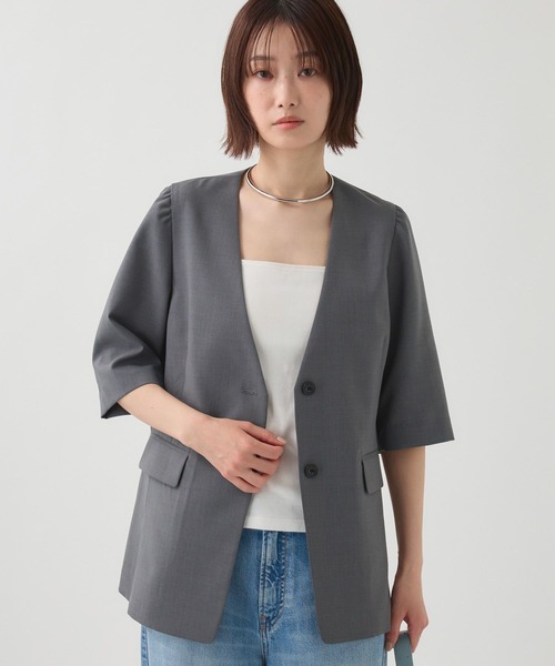 BABYLONE 2026ss 五分袖ジャケット BABYLONE（バビロン） ジャケット ノーカラージャケット 5部袖