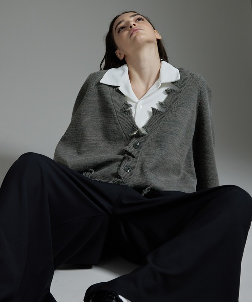「cussil」 ニットカーディガン X-SMALL チャコールグレー メンズ_画像3