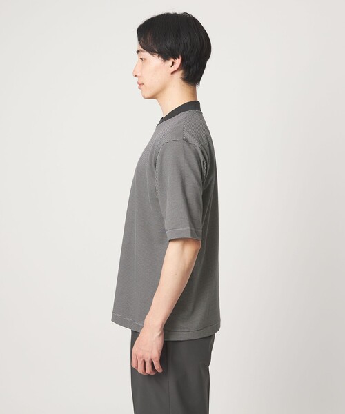 tシャツ A+ COOL ミジンボーダー ビズ クルーネック カットソー Tシャツ -接触冷感・吸水速乾- メンズの画像
