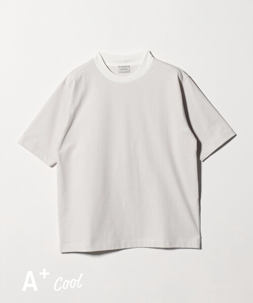 tシャツ A+ COOL ミジンボーダー ビズ クルーネック カットソー Tシャツ -接触冷感・吸水速乾- メンズの画像