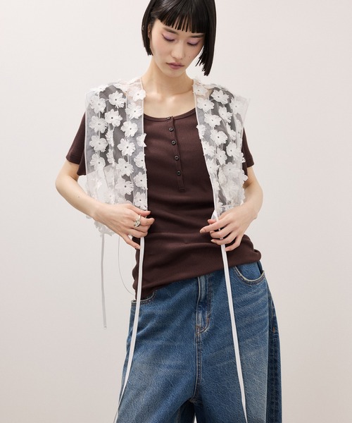 ADAM ET ROPE'（アダムエロペ） ブラウス シャツ フラワーチュール2WAY