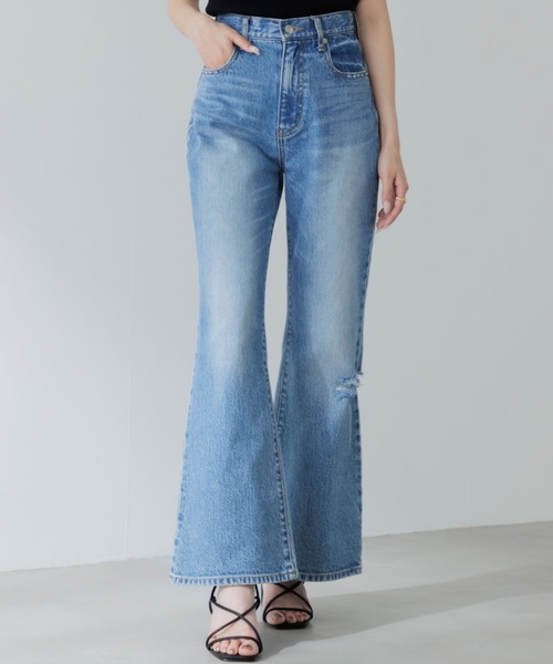 SENEE ブルーブーツカットデニム SENEE」 ブーツカットデニムパンツ SMALL ブルー レディース